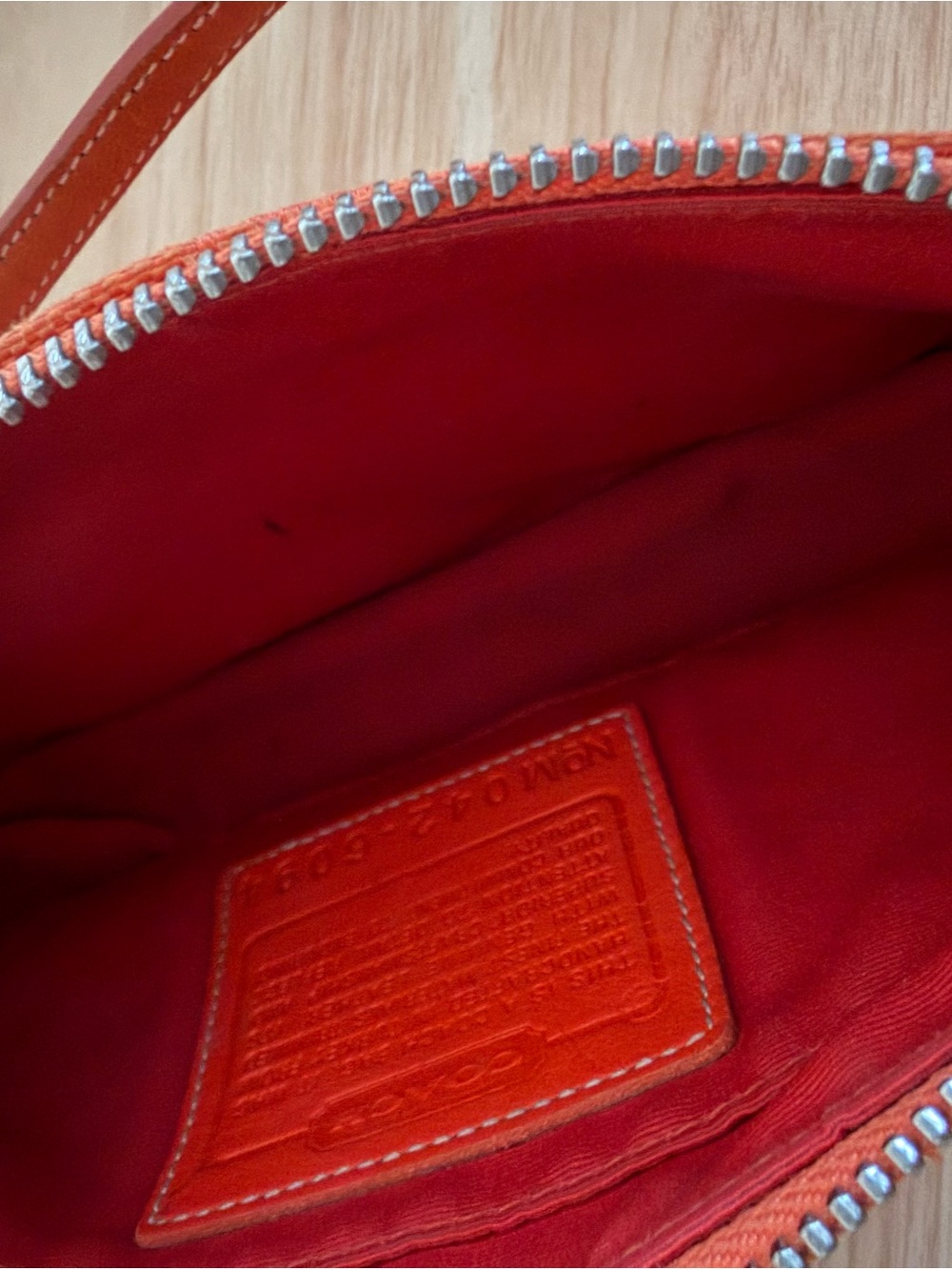 Coach Orange Signature Jacquard Shoulder Bag with Leather Trim - Picture 6 of 14